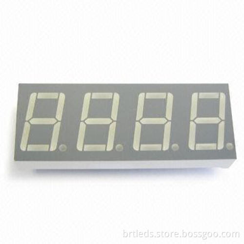 Four-digit 7-segment LED display, 0.56-inch blue color, common anode, black face and white segments